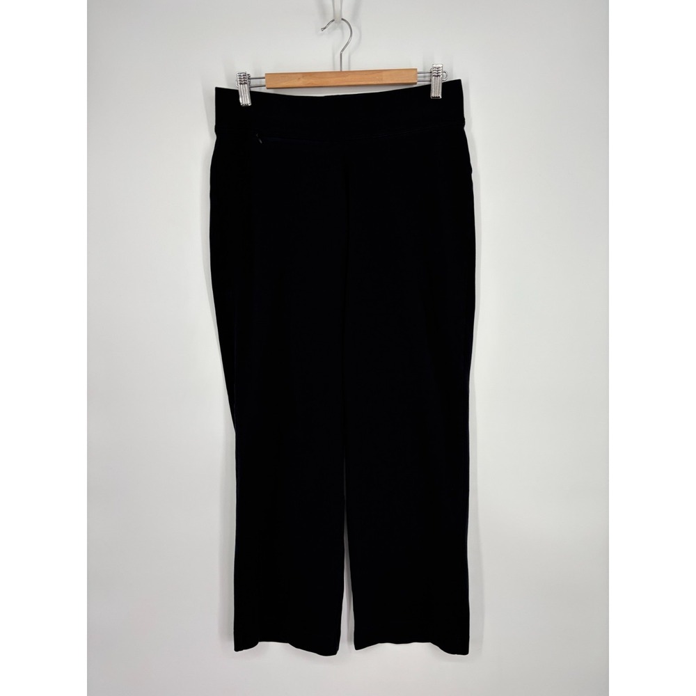 Lands End Pants Womens M 10-12 Black Knit Starfish Straight Leg Knit Pull On